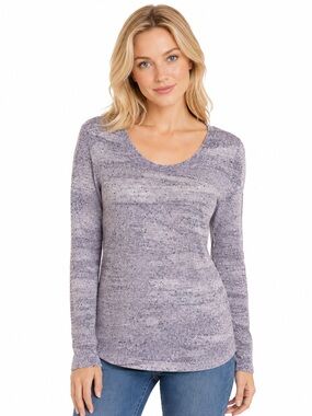 Nurture Lavender Space Dye Sweater Small Long Sleeve Pocket Top Made USA